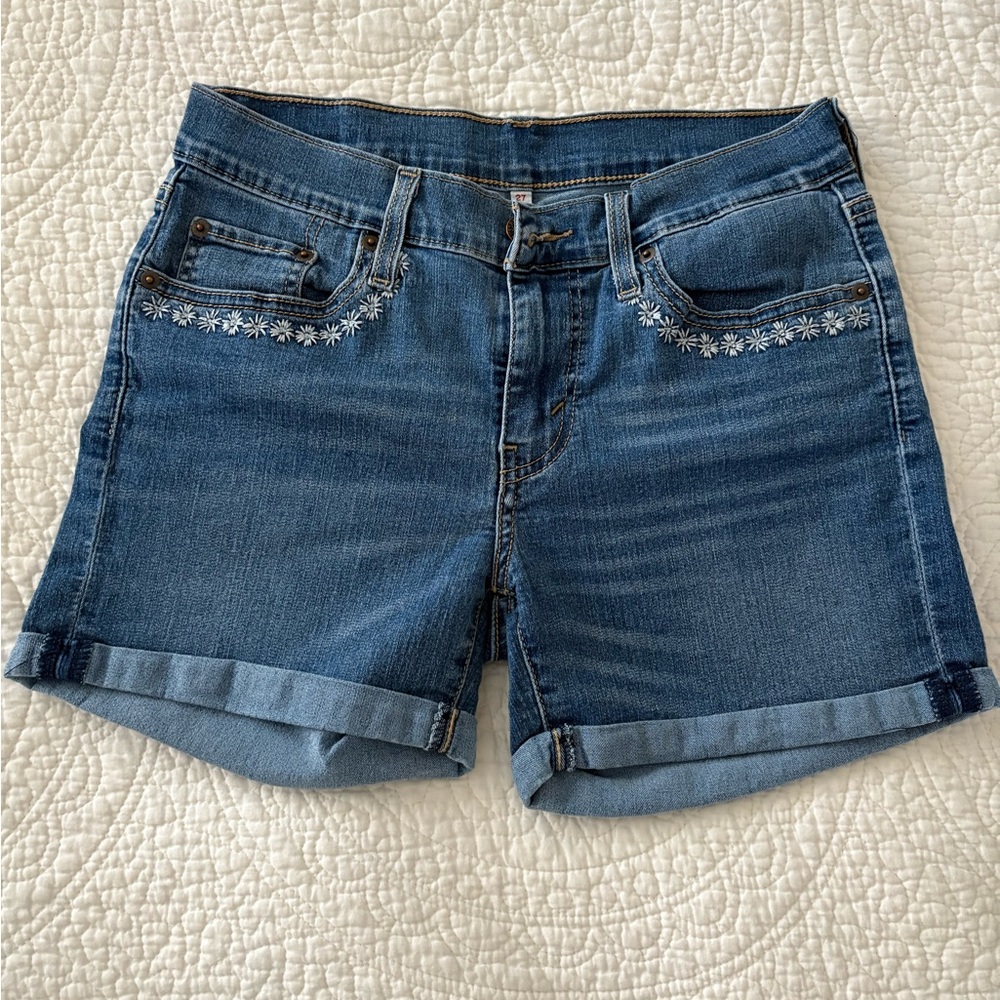 Levi’s embroidered denim shorts